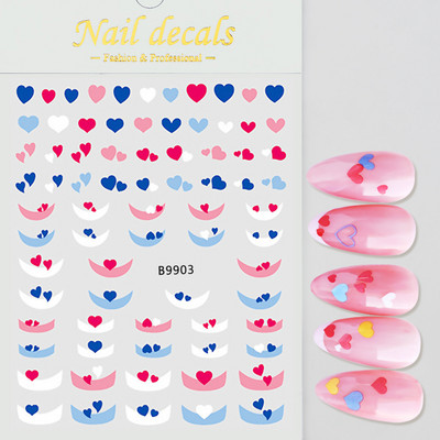 1 buc Kawaii Love Heart Nail Art Autocolante 3D Colorat Hollow Love Design Nail Slider Decals Autocolante de dimensiuni mixte pentru decorațiuni pentru unghii