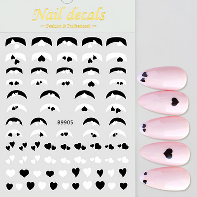 1 buc Kawaii Love Heart Nail Art Autocolante 3D Colorat Hollow Love Design Nail Slider Decals Autocolante de dimensiuni mixte pentru decorațiuni pentru unghii