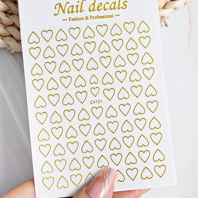 1 buc Kawaii Love Heart Nail Art Autocolante 3D Colorat Hollow Love Design Nail Slider Decals Autocolante de dimensiuni mixte pentru decorațiuni pentru unghii