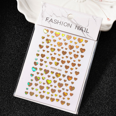 1 buc Kawaii Love Heart Nail Art Autocolante 3D Colorat Hollow Love Design Nail Slider Decals Autocolante de dimensiuni mixte pentru decorațiuni pentru unghii