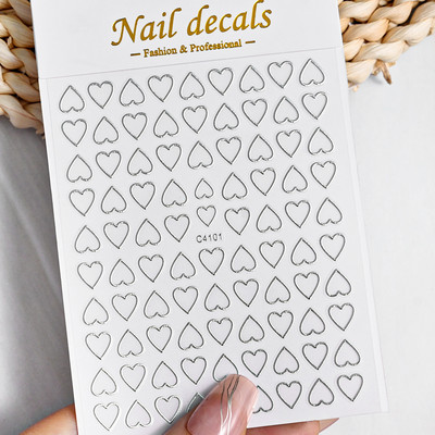 1 buc Kawaii Love Heart Nail Art Autocolante 3D Colorat Hollow Love Design Nail Slider Decals Autocolante de dimensiuni mixte pentru decorațiuni pentru unghii