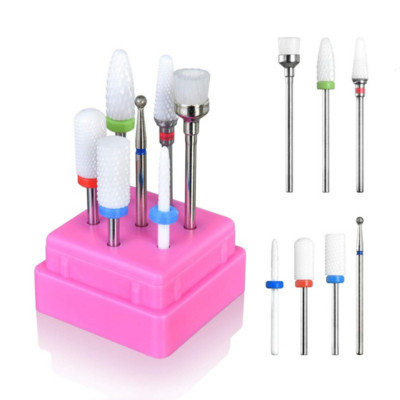 7 gab. Keramikas frēzēšanas griezēju komplekts Profesionālam manikīra noņemšanai Gēla akrila kutikulas dimanta nagu urbjmašīnas instrumenti