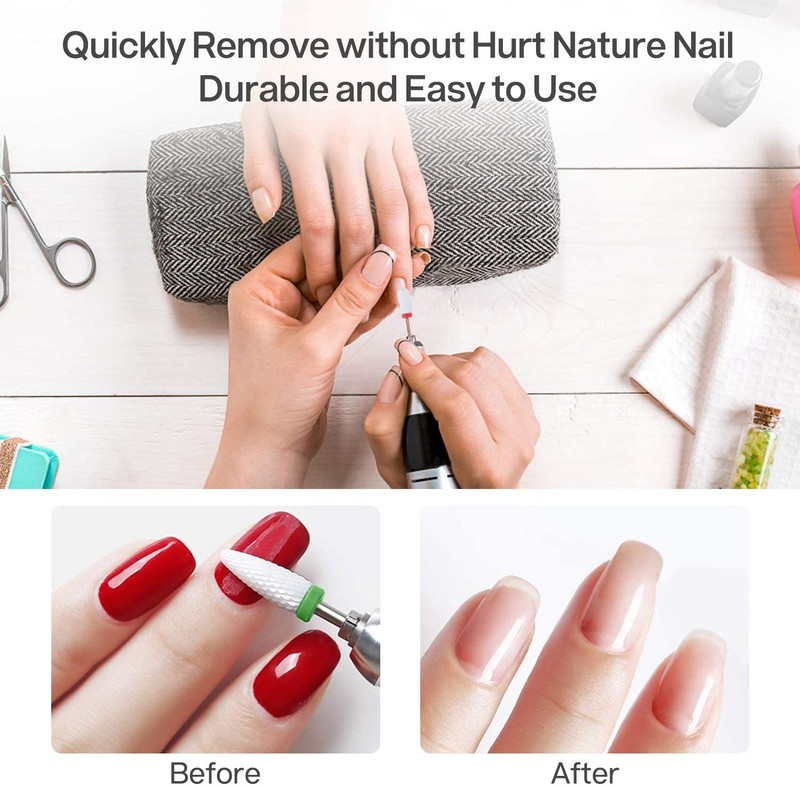 7 gab. Keramikas frēzēšanas griezēju komplekts Profesionālam manikīra noņemšanai Gēla akrila kutikulas dimanta nagu urbjmašīnas instrumenti