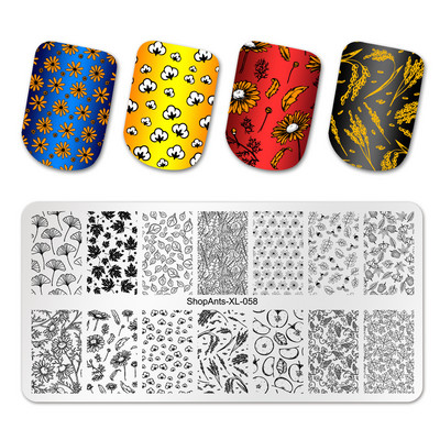 SHOPANTS Nagu māksla Apzīmogošanas plāksne Kļavas lapas Rudens tēma Nerūsējošais tērauds Fall Design Overprint Nagu zīmogu veidņu trafareti