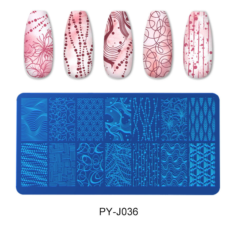 PICT YOU Plăci pentru ștanțare unghii Linie Placă pentru arta unghiilor Imagini Șablon șablon pentru ștanțare unghii din oțel inoxidabil Instrumente pentru designul unghiilor