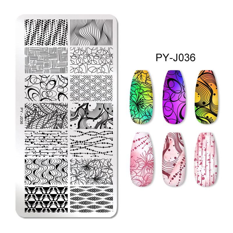 PICT YOU Plăci pentru ștanțare unghii Linie Placă pentru arta unghiilor Imagini Șablon șablon pentru ștanțare unghii din oțel inoxidabil Instrumente pentru designul unghiilor