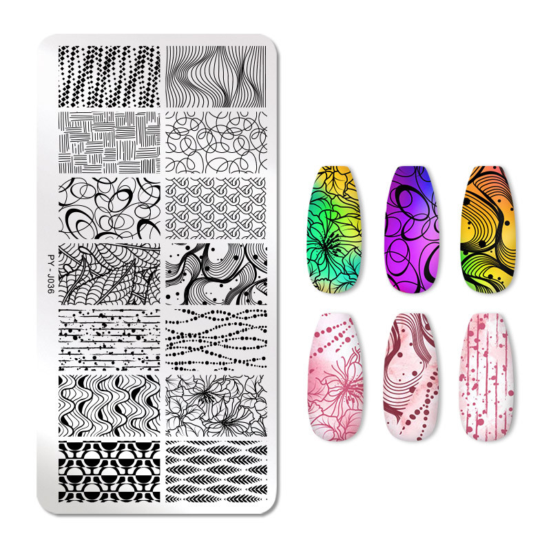PICT YOU Plăci pentru ștanțare unghii Linie Placă pentru arta unghiilor Imagini Șablon șablon pentru ștanțare unghii din oțel inoxidabil Instrumente pentru designul unghiilor