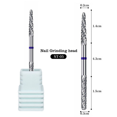Divgalvu sakausējuma nagu urbji Volframa tērauda noņemšanai kutikulas nagu lakas galviņa elektriskās pulēšanas mašīnas piederumi