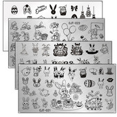 Jauki, viegli Lieldienu nagu mākslas štancēšanas veidne Ziedu olas Trušu zaķa dizains Manikīrs Nagu zīmoga plāksnes attēls DIY nagu instrumenti meitenes