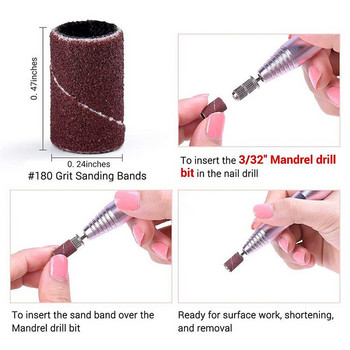 Grit 80 120 180 Nail Trining Electric Machine Drill Bits UV Gel Acrylic Polish Remover Files Cuticle Burffur