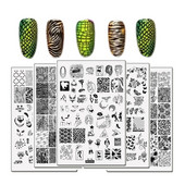 Nagu zīmogs čūska liela izmēra pilna pārklājuma nagu zīmogplāksnes 14,5*9,5 cm mežģīņu sirds Seksīga meitene panku stila manikīra nagu mākslas veidne