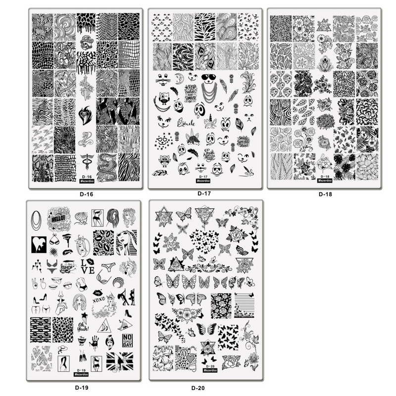 Nagu zīmogs čūska liela izmēra pilna pārklājuma nagu zīmogplāksnes 14,5*9,5 cm mežģīņu sirds Seksīga meitene panku stila manikīra nagu mākslas veidne
