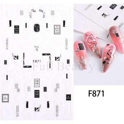 1 gab Black Leaf 3D Līmējoša uzlīme nagu ģeometriskām līnijām Pavasara ziedu lapām Tauriņu nagu dekoru uzlīmes manikīra piederumi