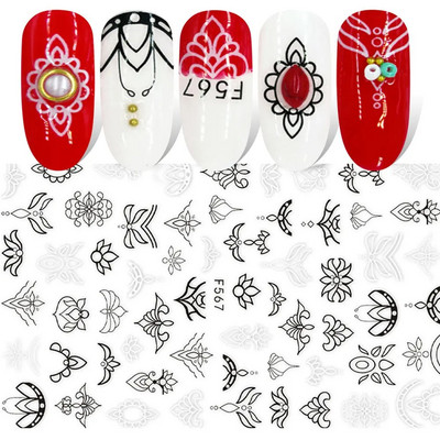 1 gab Black Leaf 3D Līmējoša uzlīme nagu ģeometriskām līnijām Pavasara ziedu lapām Tauriņu nagu dekoru uzlīmes manikīra piederumi