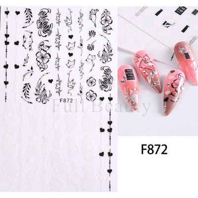 1 gab Black Leaf 3D Līmējoša uzlīme nagu ģeometriskām līnijām Pavasara ziedu lapām Tauriņu nagu dekoru uzlīmes manikīra piederumi