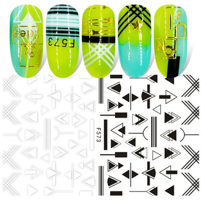 1 gab Black Leaf 3D Līmējoša uzlīme nagu ģeometriskām līnijām Pavasara ziedu lapām Tauriņu nagu dekoru uzlīmes manikīra piederumi