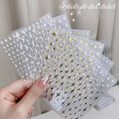 1Gb Laser Starburst Star līmējošā nagu uzlīme 3D nagu mākslas rotājums mirgojošs sudraba liesmas tauriņš nagu uzlīme, kas uzspiež uz nagiem