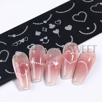 Valentine Heart Nail Stamping Plate Sweet Geometry Love Lip Pearl Εικόνα Εργαλείο προτύπου στένσιλ για μανικιούρ φόρμα εκτύπωσης γαλλικής γραμμής