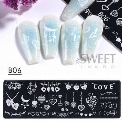 Valentinovo Srce Tanjur za utiskivanje noktiju Slatka geometrija Ljubav Usne Biserna slika Kalup za ispis francuske linije Alat za šablone za manikuru