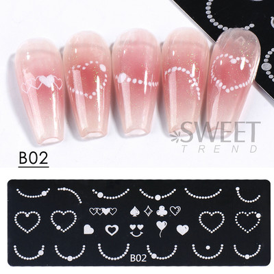 Valentinovo Srce Tanjur za utiskivanje noktiju Slatka geometrija Ljubav Usne Biserna slika Kalup za ispis francuske linije Alat za šablone za manikuru