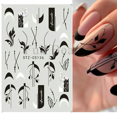 Suvised musta palmipuu küünekleebised Holograafilised merineitsi lilled troopilised kleebised küünekunsti kaunistamiseks maniküüri näpunäited SACJ055-063