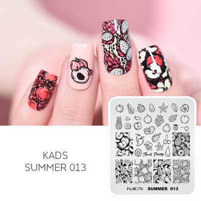 KADS nagu mākslas veidnes štancēšanas plāksnes dizains dzīvnieku ziedu vasaras līniju apdruka trafarets nagu mākslas plāksne nerūsējošā tērauda instrumenti