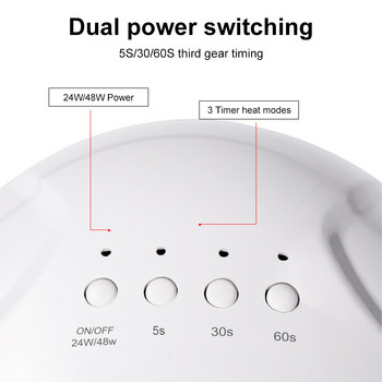 48/6W UV LED лампа за ноктопластика за бързо втвърдяване, пълен с UV гел, професионална сушилня за нокти със сензор за движение, преносимо оборудване за салон за нокти