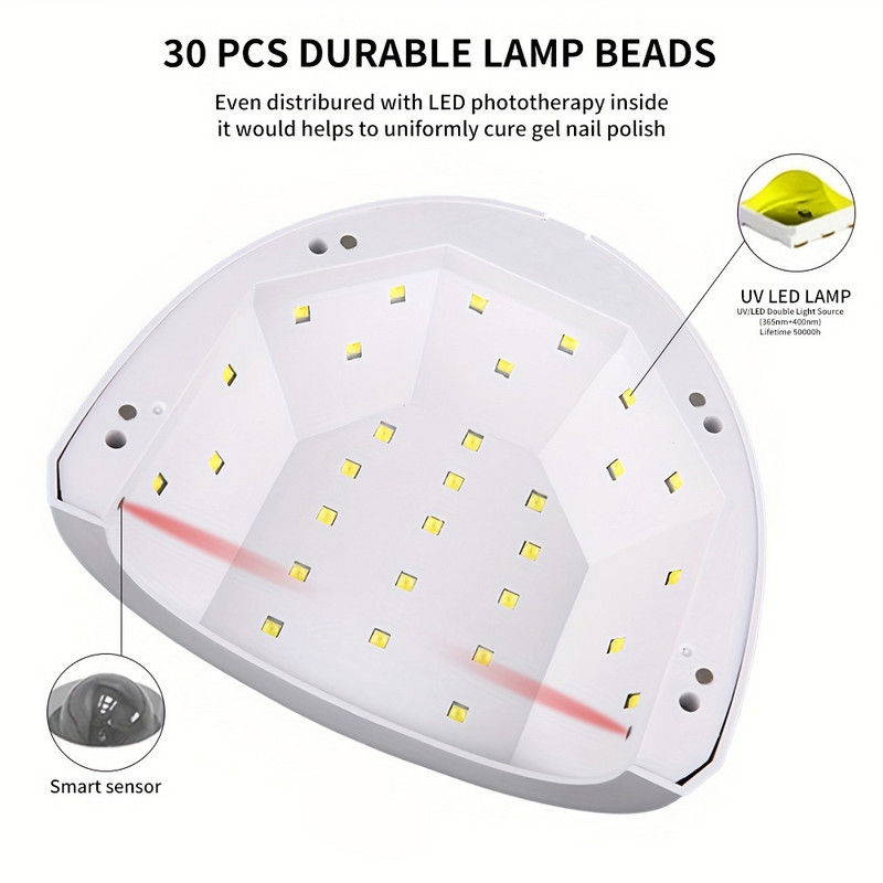 48/6W UV LED svjetiljka za nail art za brzo stvrdnjavanje punog UV gela, profesionalno sušenje noktiju sa senzorom pokreta, prijenosna oprema za salon za nokte