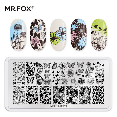 Bear Butterfly Summer Nagu zīmogošana Mežģīņu raksts Nail Art Attēla veidne Manikīra trafareta rīks 6,5*12,5cm