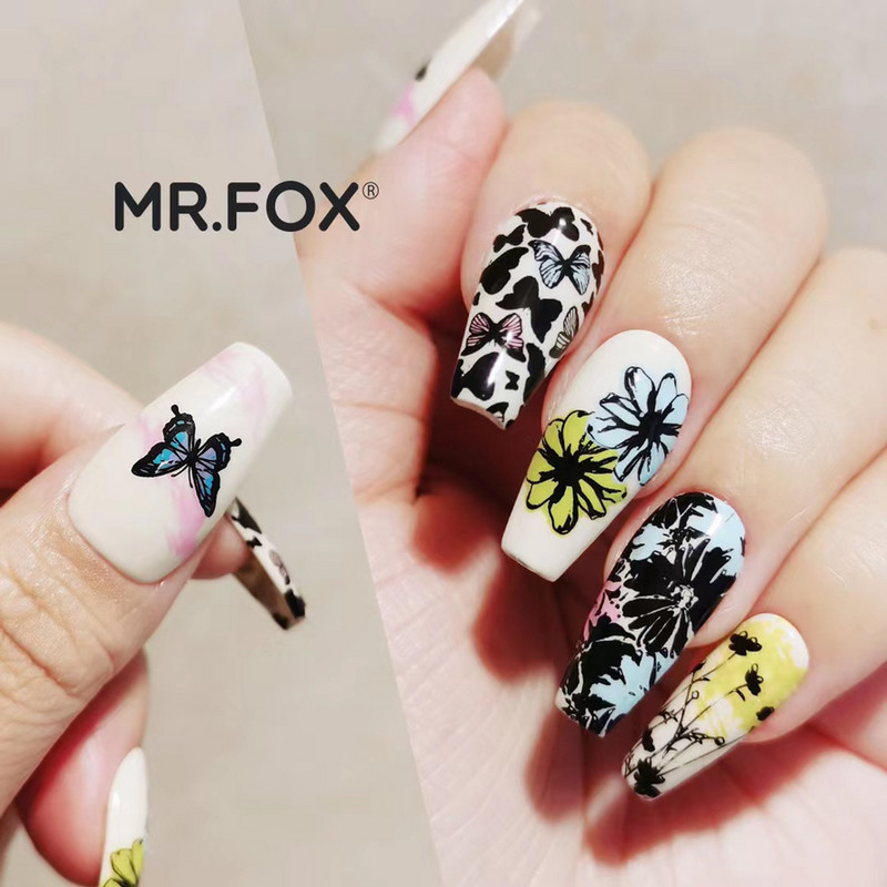 Bear Butterfly Summer Nagu zīmogošana Mežģīņu raksts Nail Art Attēla veidne Manikīra trafareta rīks 6,5*12,5cm