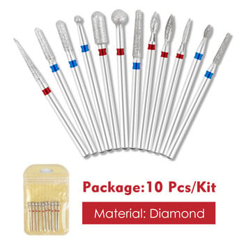 Dmoley 10 τμχ Diamond Milling Cutter Nail Drill Bits Σετ για αξεσουάρ μανικιούρ πεντικιούρ Ηλεκτρικό μηχάνημα Nail Bit Burr Tools