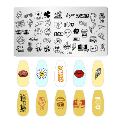 Nagu mākslas štancēšanas plāksnes raksts DIY karikatūra anime mežģīņu tauriņš manikīra attēla veidņu festivāls Nagi trafareti rīki FG-297