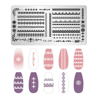 Nagu mākslas štancēšanas plāksnes raksts DIY karikatūra anime mežģīņu tauriņš manikīra attēla veidņu festivāls Nagi trafareti rīki FG-297