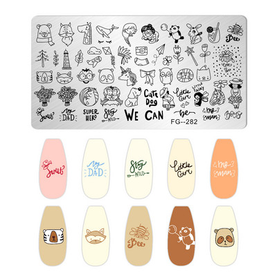 Nagu mākslas štancēšanas plāksnes raksts DIY karikatūra anime mežģīņu tauriņš manikīra attēla veidņu festivāls Nagi trafareti rīki FG-297