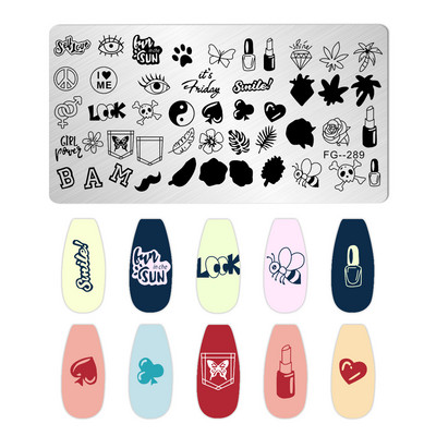 Nagu mākslas štancēšanas plāksnes raksts DIY karikatūra anime mežģīņu tauriņš manikīra attēla veidņu festivāls Nagi trafareti rīki FG-297