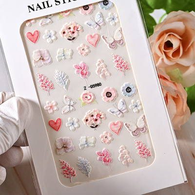 1 loksne Sea Shell 5D nagu uzlīme pludmales reljefs ziedu reljefi pašlīmējoša nagu uzlīme Ocean Summer Shell nagu slīdnis