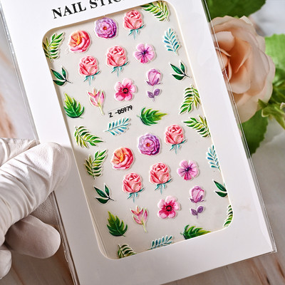 1 loksne Sea Shell 5D nagu uzlīme pludmales reljefs ziedu reljefi pašlīmējoša nagu uzlīme Ocean Summer Shell nagu slīdnis