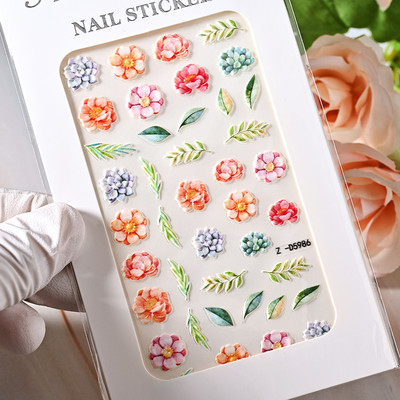 1 loksne Sea Shell 5D nagu uzlīme pludmales reljefs ziedu reljefi pašlīmējoša nagu uzlīme Ocean Summer Shell nagu slīdnis