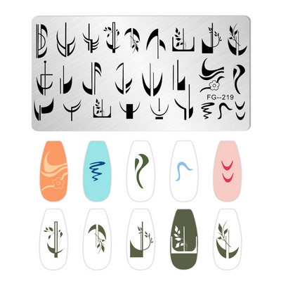 Franču nagu mākslas štancēšanas plāksne ģeometrija, viļņu līnijas zīmēšanas veidnes nagu mākslas štancēšanas plāksnes smaids nagu šarmu veidnes trafareti rīki