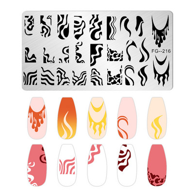 Franču nagu mākslas štancēšanas plāksne ģeometrija, viļņu līnijas zīmēšanas veidnes nagu mākslas štancēšanas plāksnes smaids nagu šarmu veidnes trafareti rīki