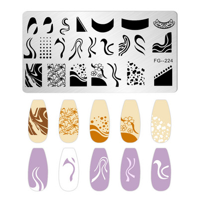 Franču nagu mākslas štancēšanas plāksne ģeometrija, viļņu līnijas zīmēšanas veidnes nagu mākslas štancēšanas plāksnes smaids nagu šarmu veidnes trafareti rīki