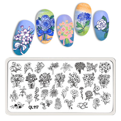 QL115/116 körömbélyegző lemez gyümölcs szőlő banán eper mintás körömdíszítés képsablon manikűr stencil eszköz 6,5*12,5cm