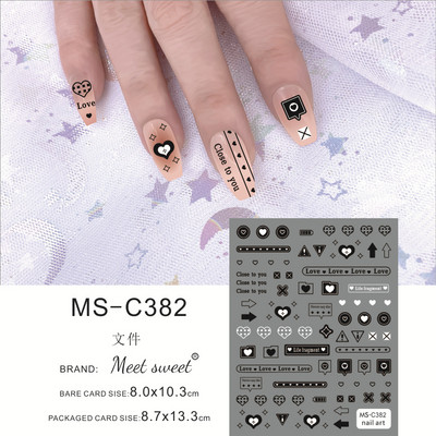 Melna kaķa nagu uzlīmes Helovīna rotājumi Jauki multfilmu monstri kaķēnu suņu nagu uzlīmes Krāsaini grafiti dizaina manikīrs