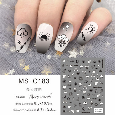 Melna kaķa nagu uzlīmes Helovīna rotājumi Jauki multfilmu monstri kaķēnu suņu nagu uzlīmes Krāsaini grafiti dizaina manikīrs