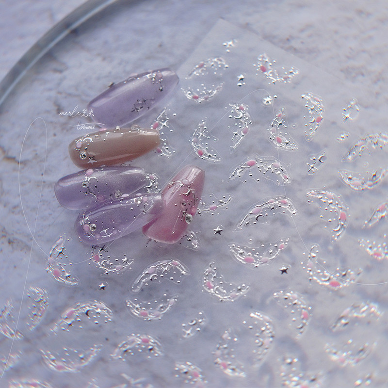 Zelta sudraba franču ledus kristāli augstas kvalitātes želejas sērijas nagu mākslas uzlīmes dizaina dekorācijas uzlīmes DIY mākslas manikīrs MS-598