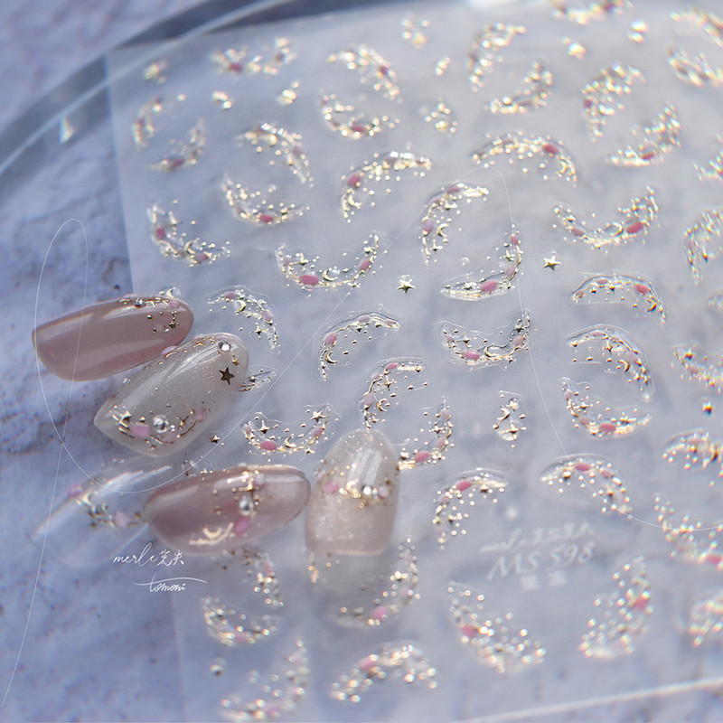 Zelta sudraba franču ledus kristāli augstas kvalitātes želejas sērijas nagu mākslas uzlīmes dizaina dekorācijas uzlīmes DIY mākslas manikīrs MS-598
