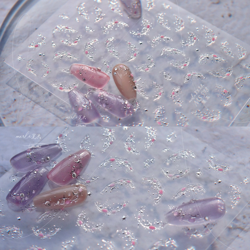 Zelta sudraba franču ledus kristāli augstas kvalitātes želejas sērijas nagu mākslas uzlīmes dizaina dekorācijas uzlīmes DIY mākslas manikīrs MS-598