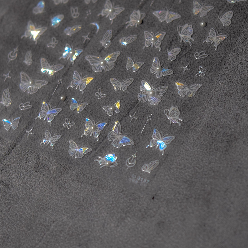 Dream Crystal Diamond Butterfly nagu mākslas uzlīme 5D augstas kvalitātes līmējošā nagu dekorācija nagu mākslas uzlīme