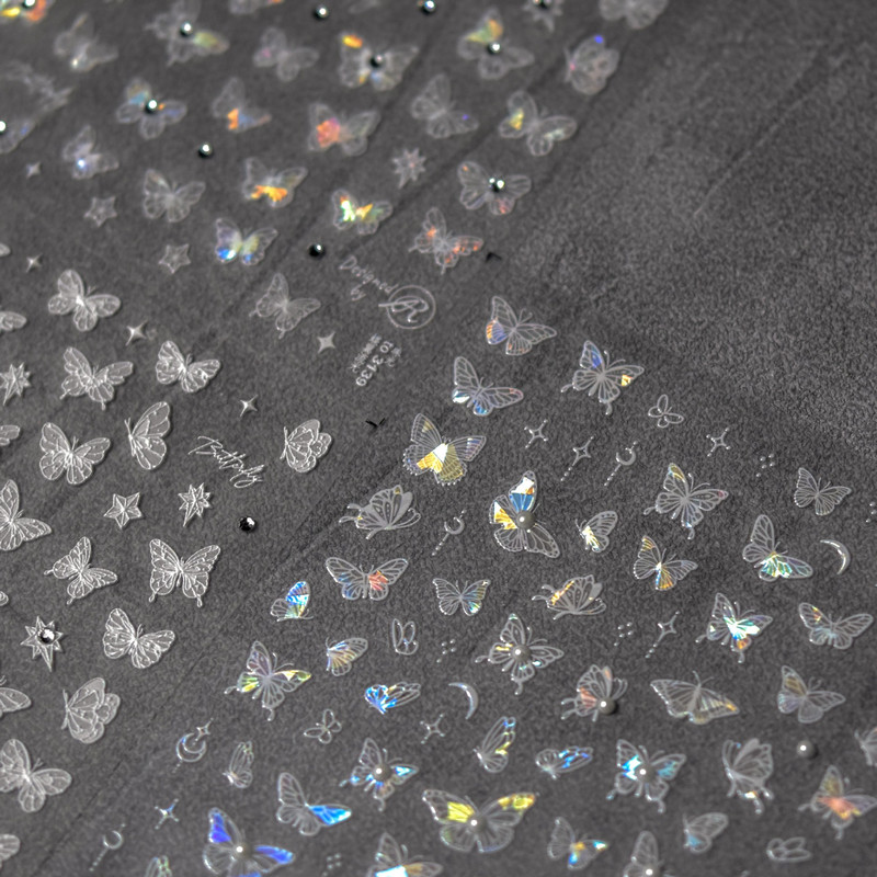 Dream Crystal Diamond Butterfly nagu mākslas uzlīme 5D augstas kvalitātes līmējošā nagu dekorācija nagu mākslas uzlīme
