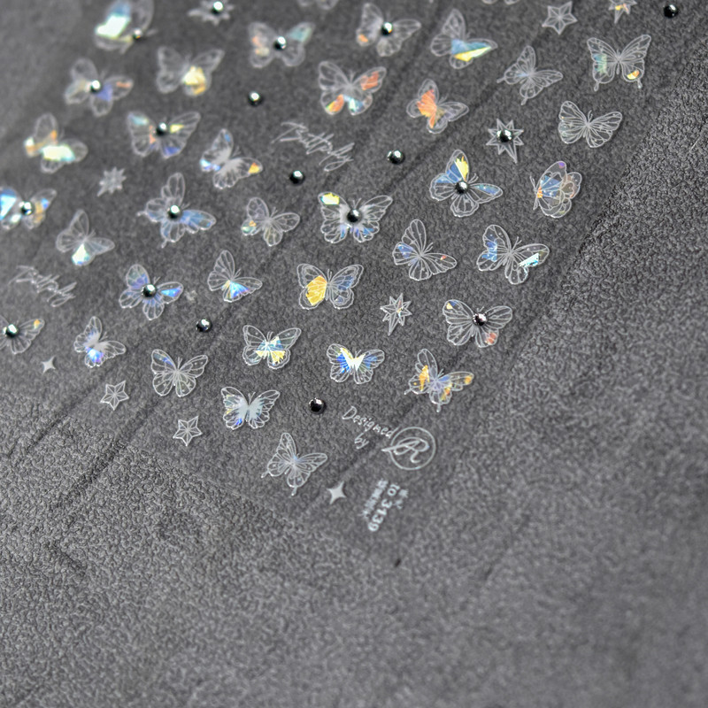 Dream Crystal Diamond Butterfly nagu mākslas uzlīme 5D augstas kvalitātes līmējošā nagu dekorācija nagu mākslas uzlīme
